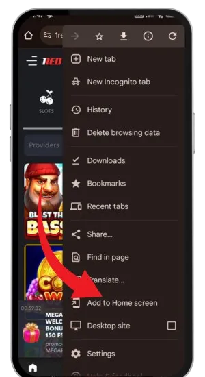 Add to home screen casino app